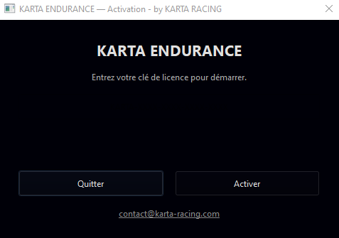 Fenêtre d'activation de licence